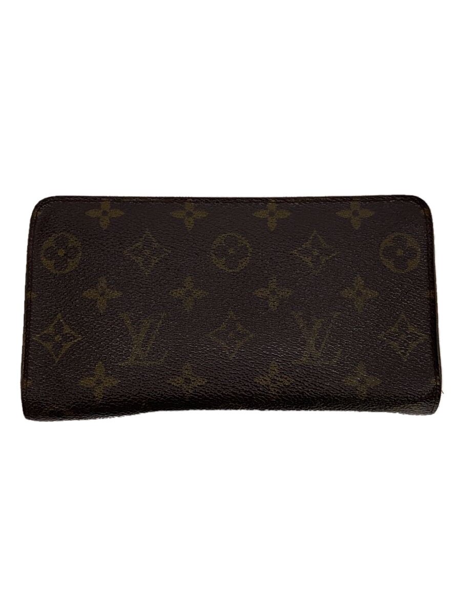 【中古】LOUIS VUITTON◆ポルト・モネ・ジップ_モノグラム・帆布/PVC/BRW/総柄/レディース【服飾雑貨他】