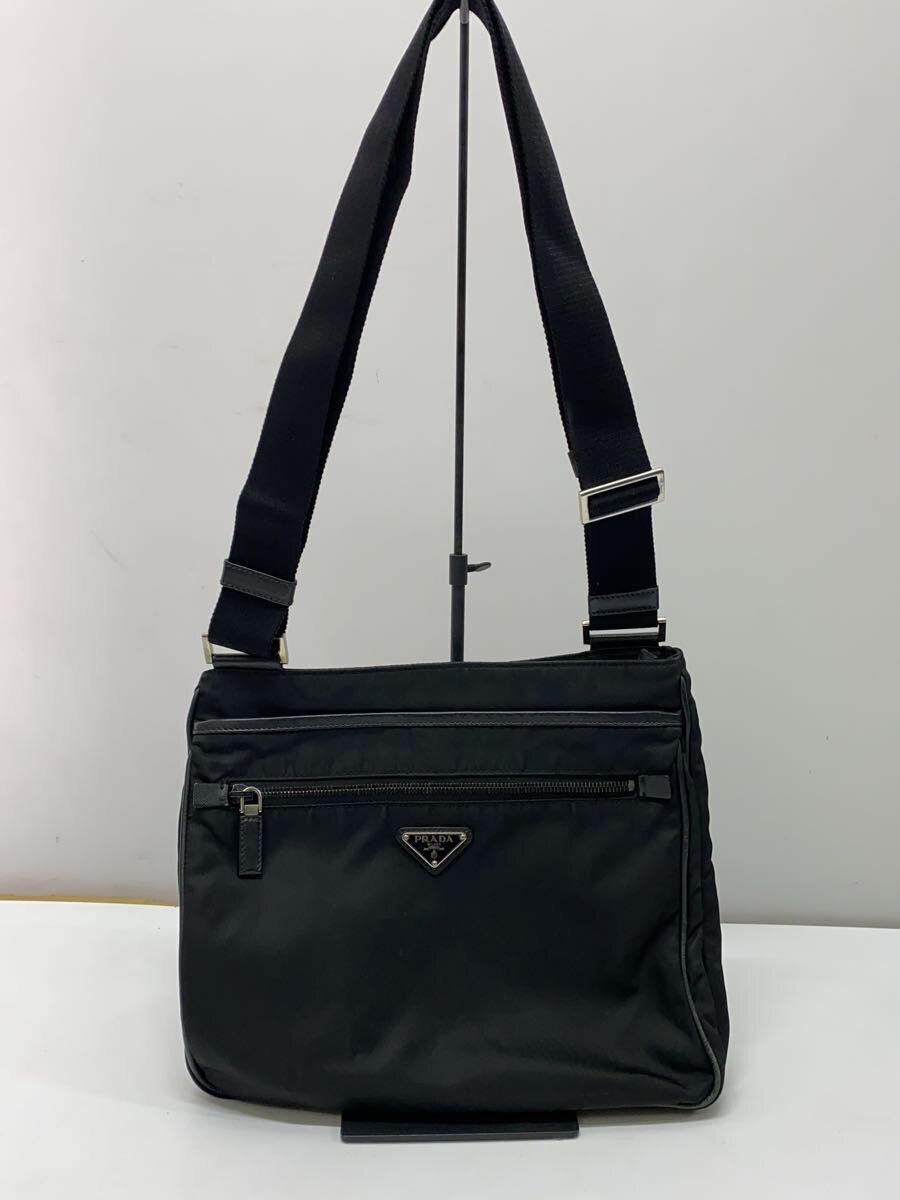 【中古】PRADA◆ショルダーバッグ/ナイロン/黒いこと/無地/VA251M【御徒面子】