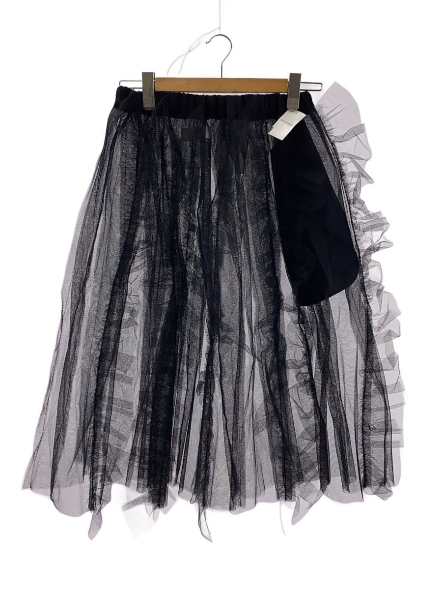 【中古】Tao COMME des GARCONS◆25SS/ナイロンチュール×ウールモヘアクロス後染 ウエストゴムスカート/ナイロン/BLK/TO-S007【レディース御召しもの】