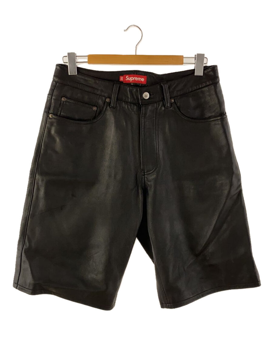 【中古】Supreme◆24SS/Baggy Leather Short/32/羊革/BLK//【メンズウェア】