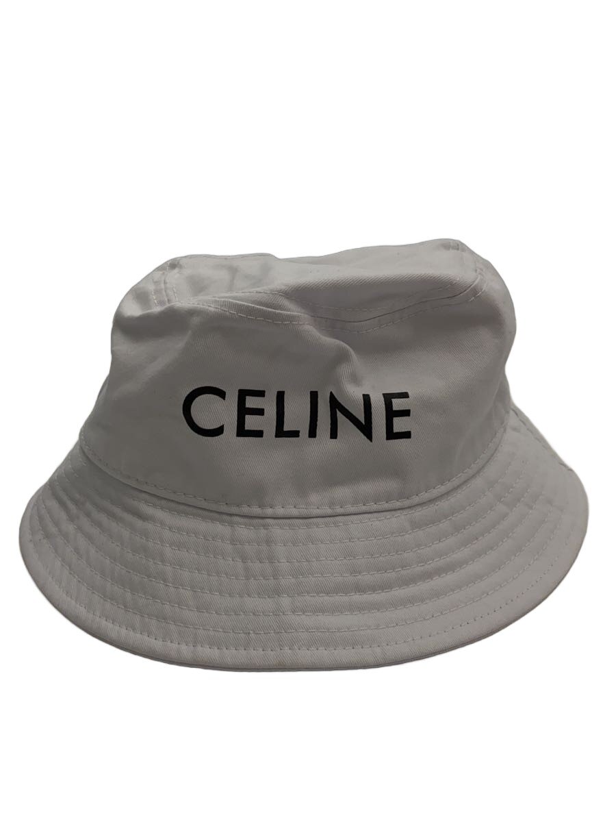 【中古】CELINE◆井戸釣瓶かぶり笠/ロゴタイプ/綿織物/WHT/レディース【服飾雑貨他】
