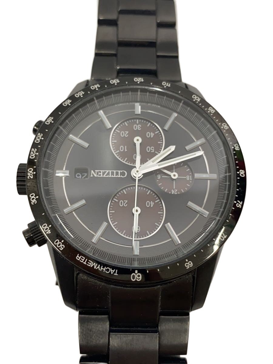 【中古】CITIZEN◆ソーラーウオッチ/アナログ/ステンレス鋼/BLK/BLK/B612-S096103【服飾雑貨他】