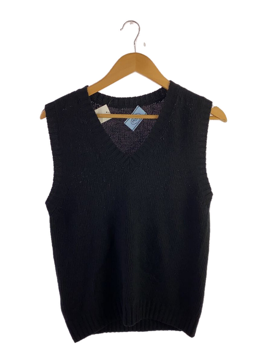 【中古】PRADA◆編み物より良い(薄っぺら)/44/羊毛/BLK/無地//【レディースお召しもの】