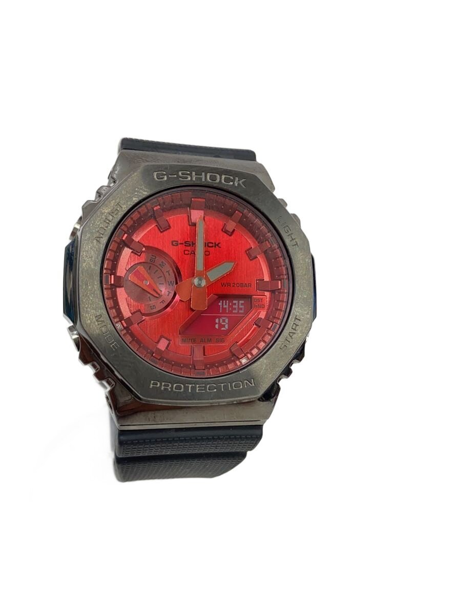 【中古】CASIO◆石英ウオッチ_G-SHOCK/デジアナ/天然ゴム/RED/BLK【服飾雑貨他】