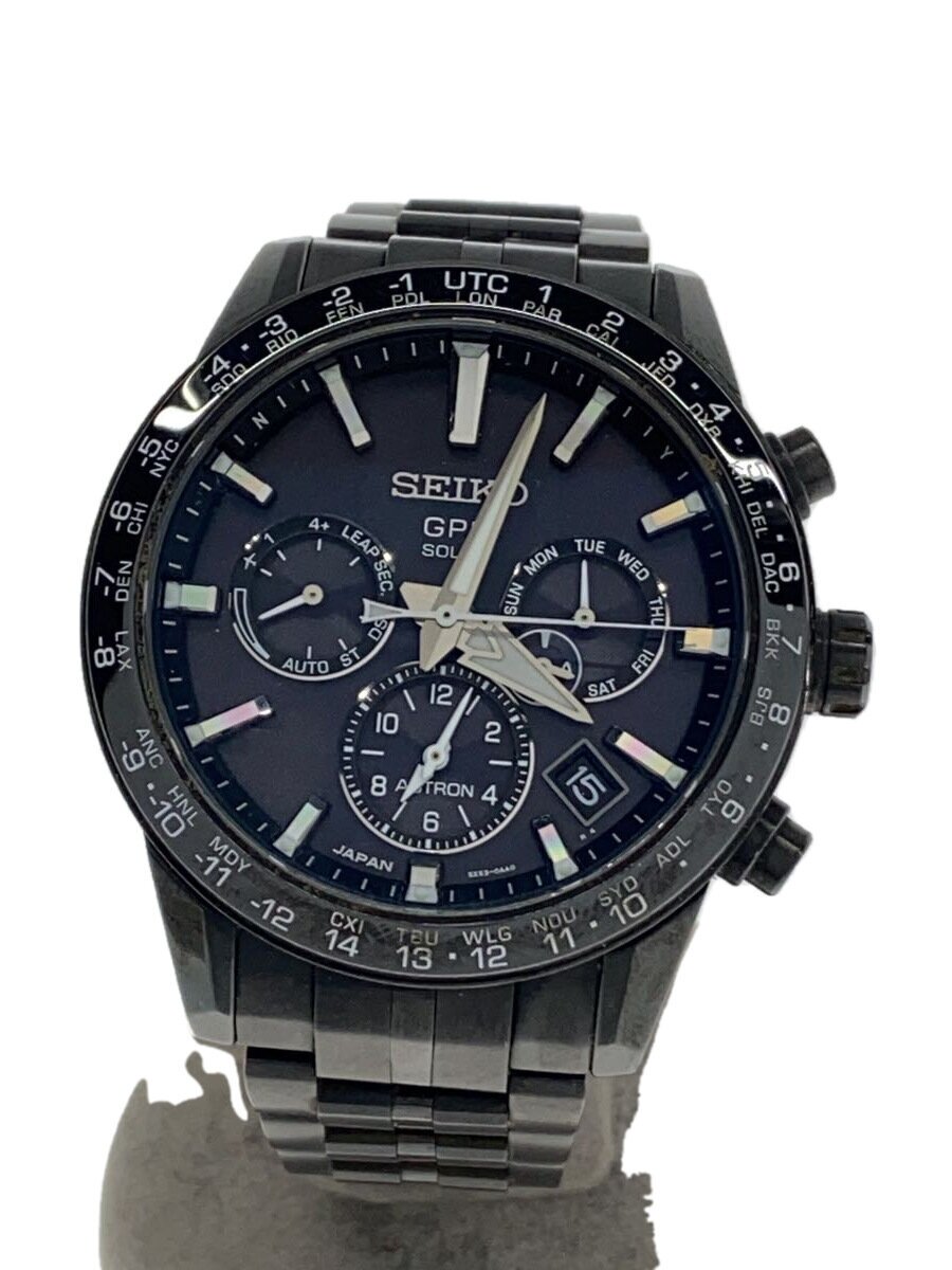 【中古】SEIKO◆ソーラーウオッチ/アナログ/チタン/BLK/BLK/5X53-0AB0【服飾雑貨他】