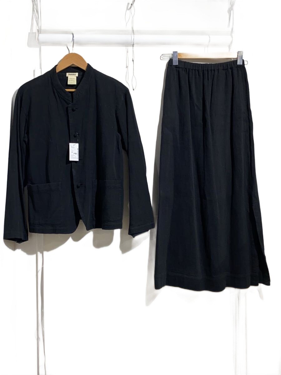 【中古】Plantation◆瀬戸もの上衣/ロングスコート/セットアップ/M/綿織物/BLK【レディース御召しもの】