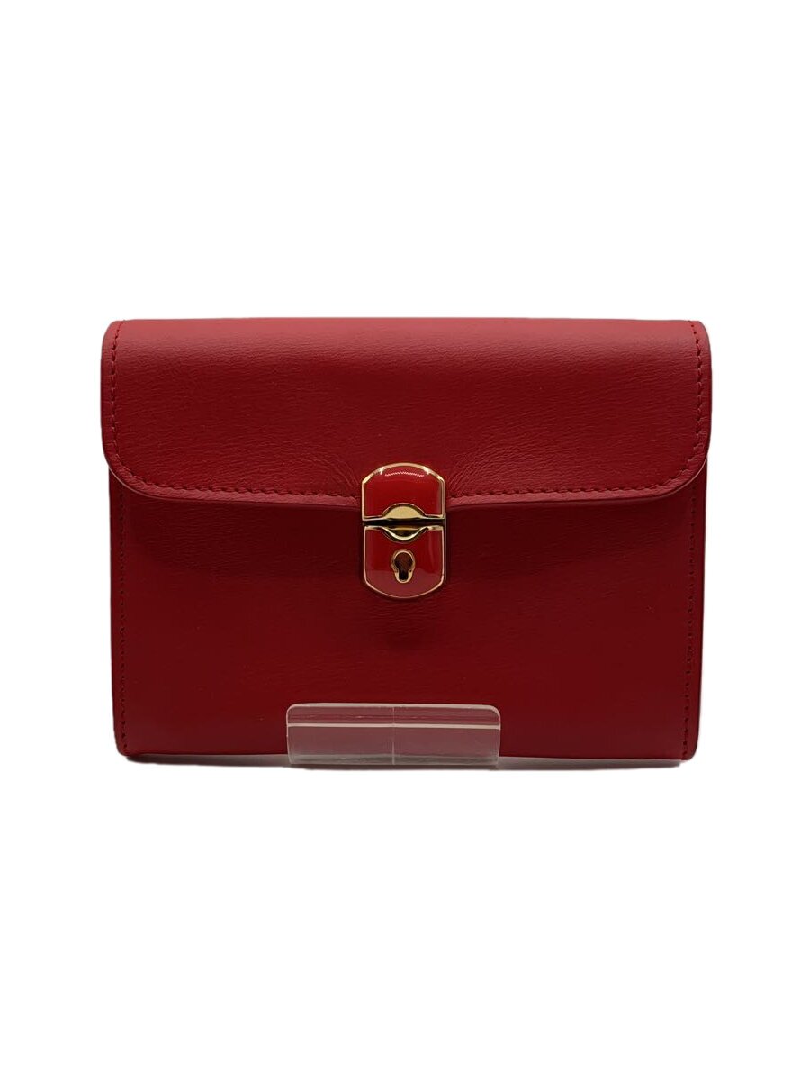 【中古】BALENCIAGA◆紙入れ/なめし革/RED/無地/レディース/319152.6550.I.1669【服飾雑貨他】
