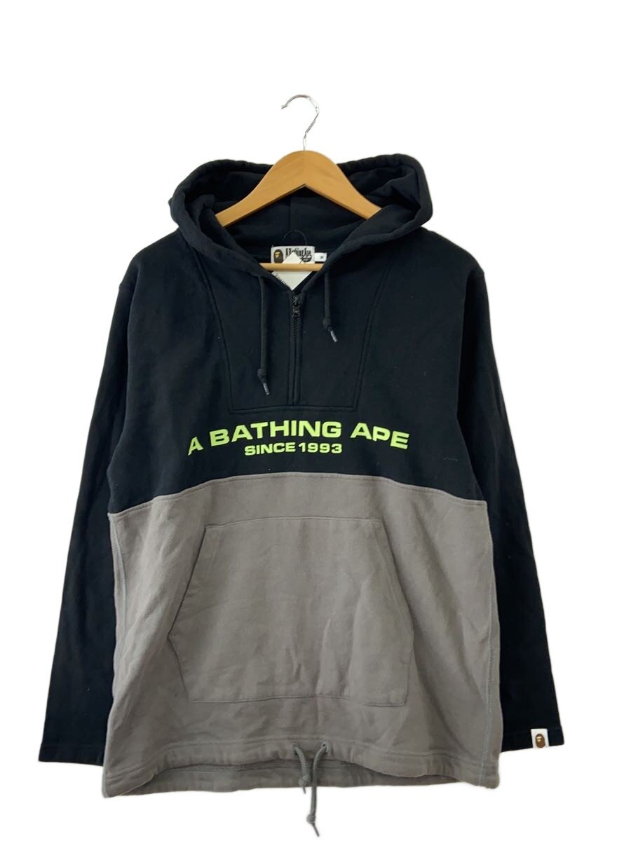 【中古】A BATHING APE◆HALF ZIP HOODIE/M/コットン/BLK【メンズウェア】｜2ｎｄ STREET 店 10,921円