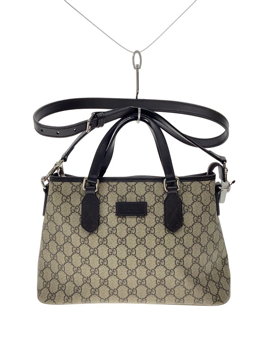 【中古】GUCCI◆GGスプリーム2AWYショルダーバッグ/なめし革/BRW/総柄【御徒面子】