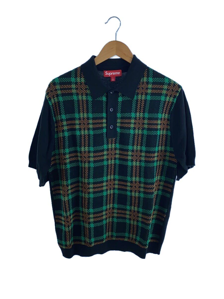 【中古】Supreme◆Pliad Knit S/S Polo/ティーシャツ(薄っぺら)/S/綿織物/GRN/読み合わせる【メンズウェア】
