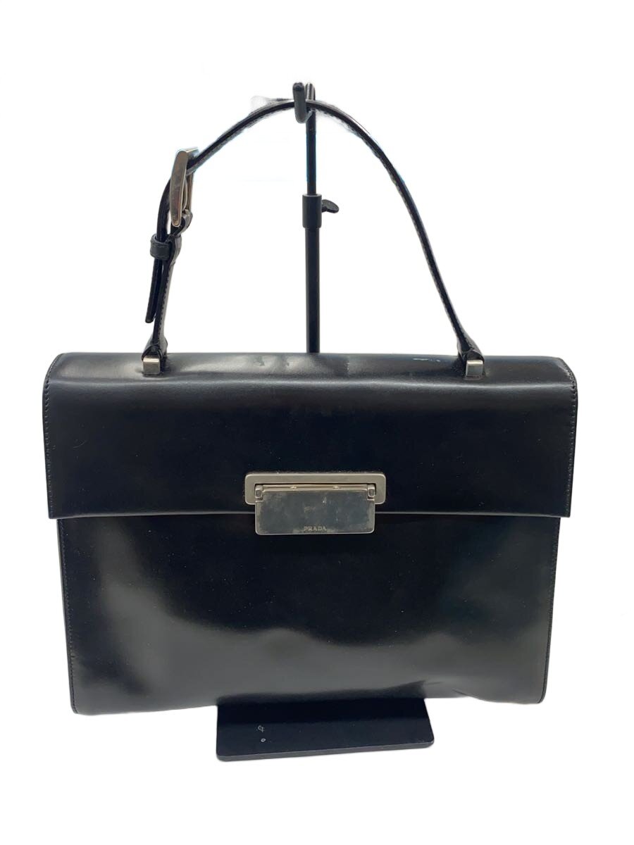 【中古】PRADA◆ハンドバック/なめし革/BLK/B7396【御徒面子】