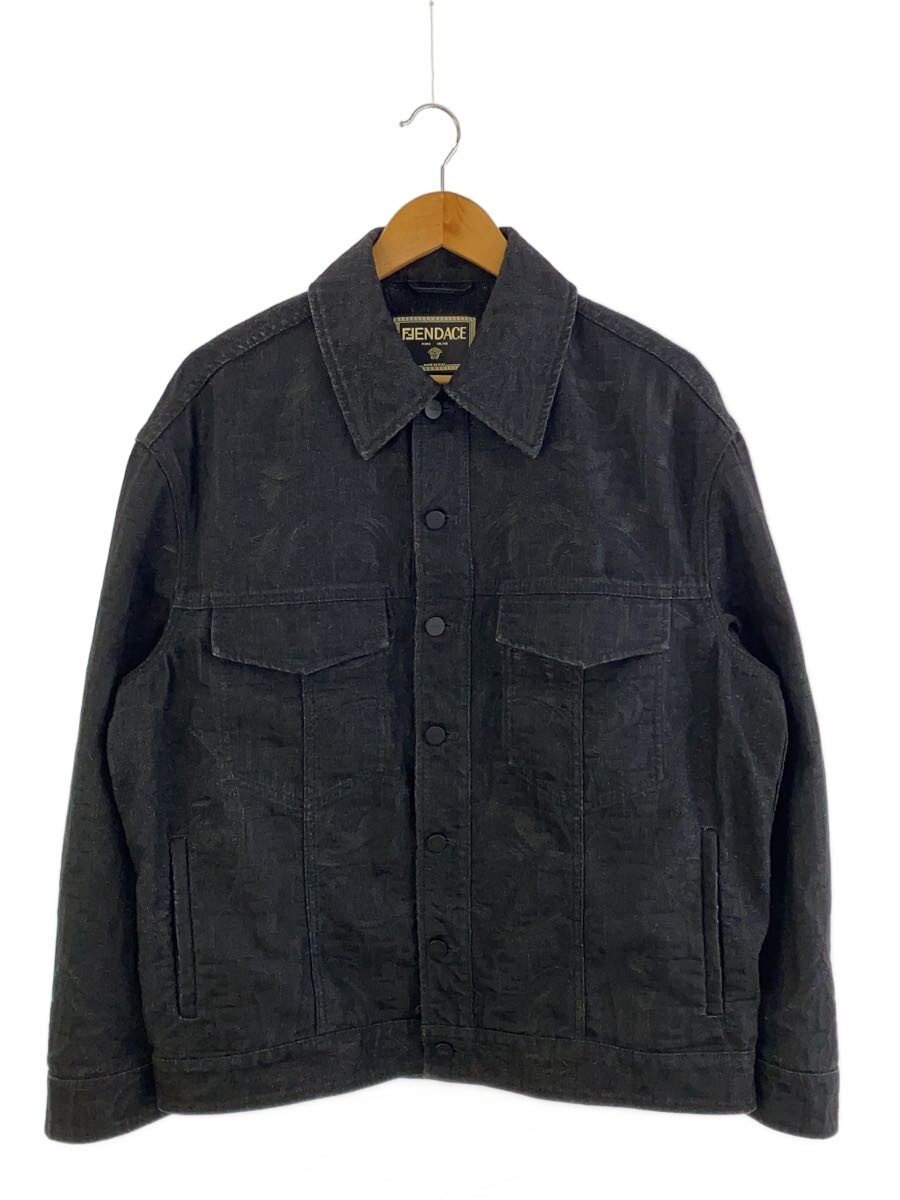 【中古】FENDI◆L/コラボデニムジャケット/44/ジーンズ/BLK/総柄/FW1131 AKCW【メンズウェア】