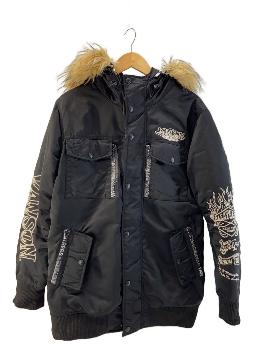 【中古】VANSON◆ジャケット/L/ポリエステル/BLK/スカルジャケット【メンズウェア】｜2ｎｄ STREET 店