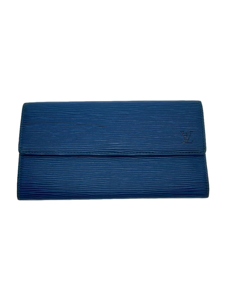 【中古】LOUIS VUITTON◆ポシェット・ポルト・モネ・クレディ_エピ_BLU/PVC/BLU/メンズ【服飾雑貨他】