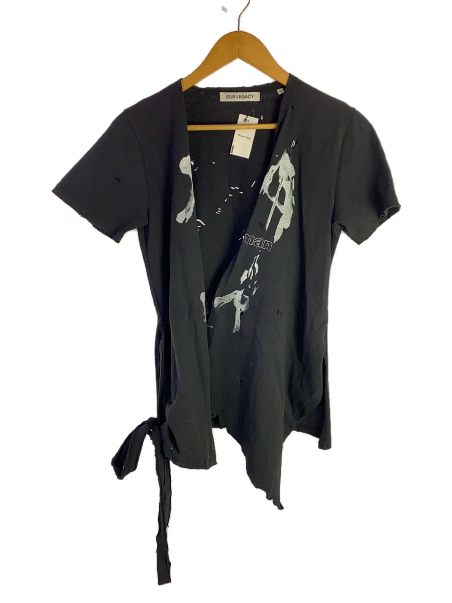 【中古】OUR LEGACY◆I/WRAP JERSEY/半袖カットソー/34/綿織物/BLK/総柄///【レディース御召しもの】