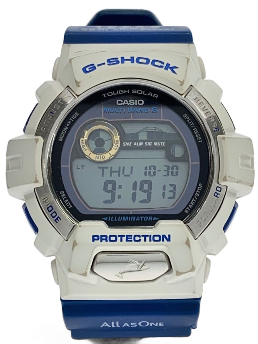 【中古】CASIO◆ソーラーウオッチ・G-SHOCK/デジタル/天然ゴム/NVY//【服飾雑貨他】