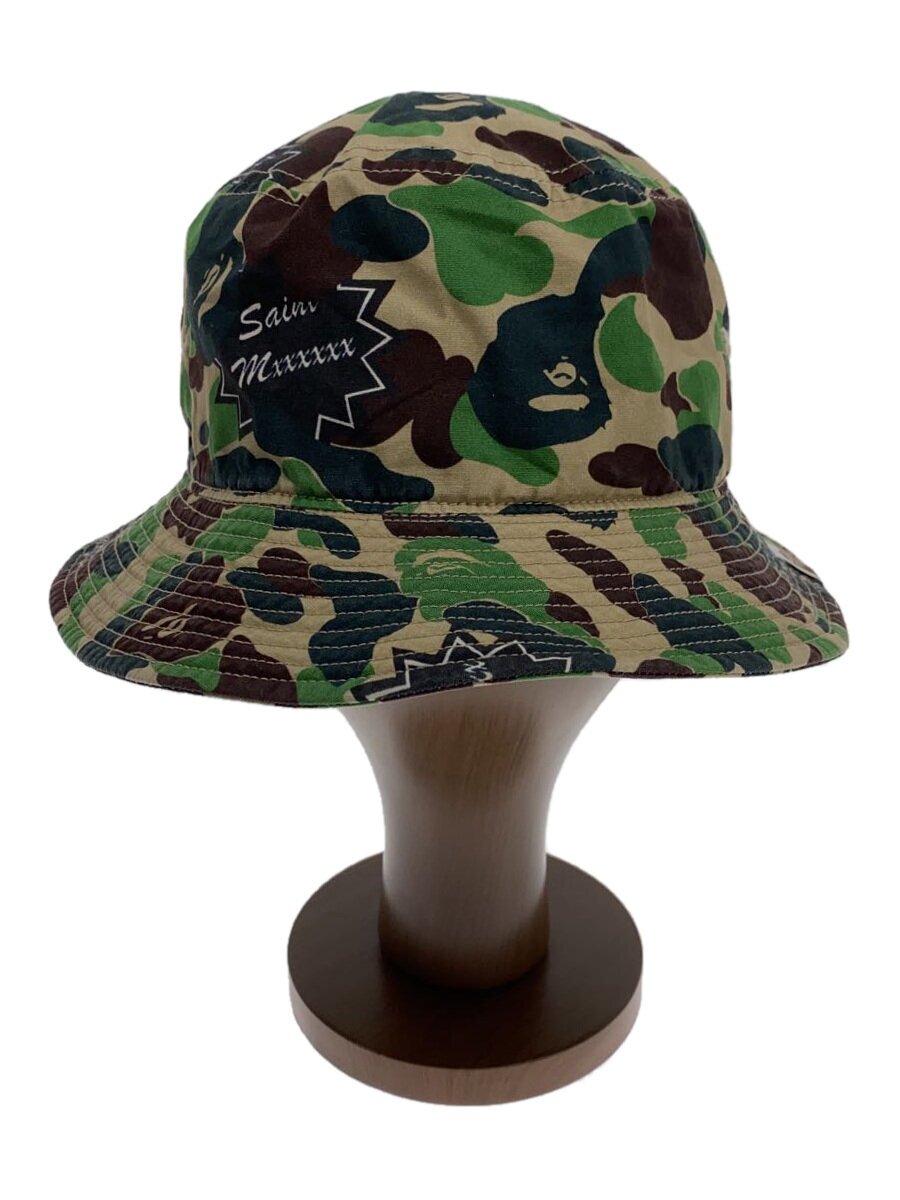 【中古】SAINT MICHAEL◆AP_BUCKET HAT ST APE CAMO/井戸釣瓶かぶり笠/緑であること/SM-YS8-0000-C31【服飾雑貨他】
