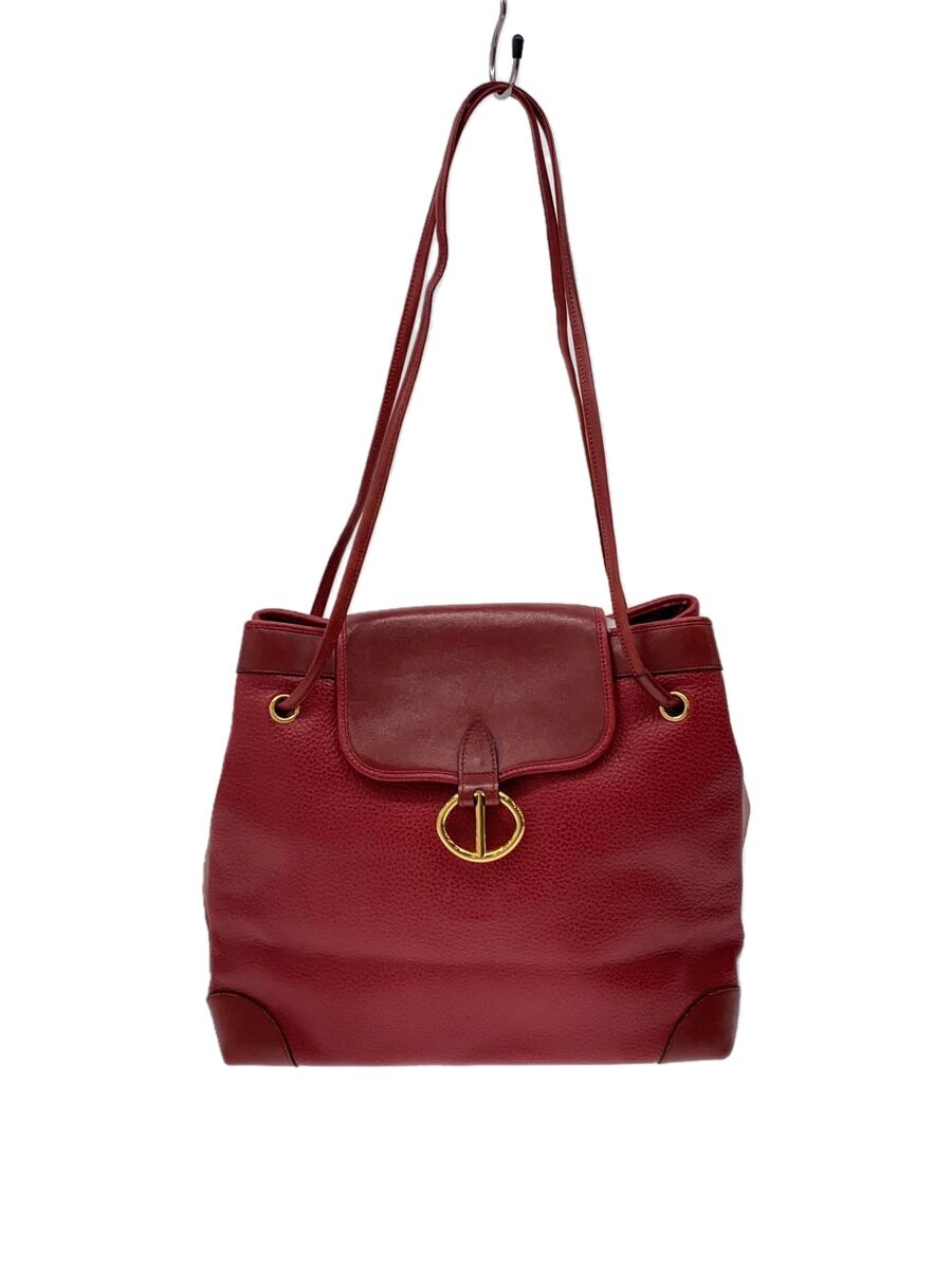 【中古】Christian Dior◆ショルダーバッグ/なめし革/RED/無地【御徒面子】