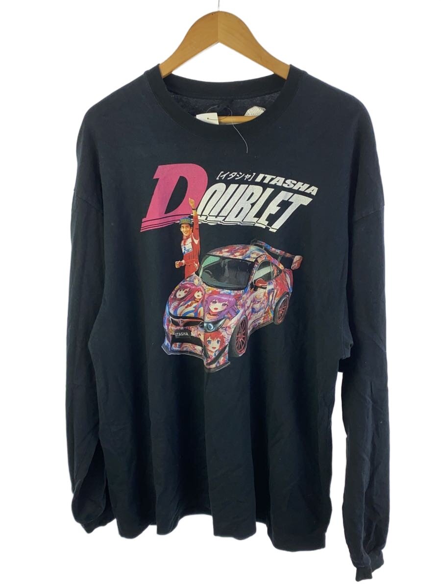 【中古】doublet◆25SS/ITASHA PRINT L／S T-SHIRT長袖プルオーバー/XL/綿織物/BLK/25SS81WM2//【メンズウェア】