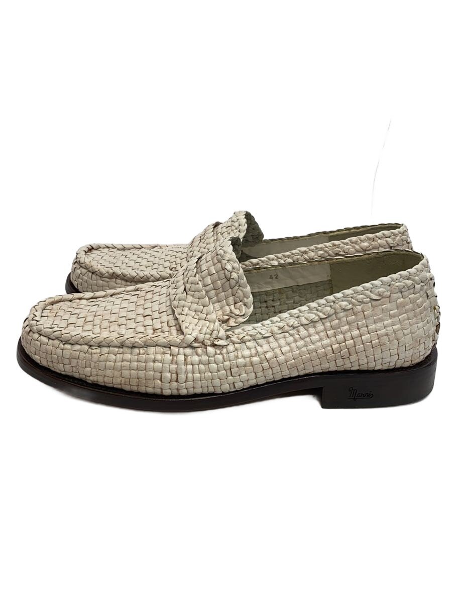 【中古】MARNI◆置き目毛皮/42/WHT/なめし革【シューズ】