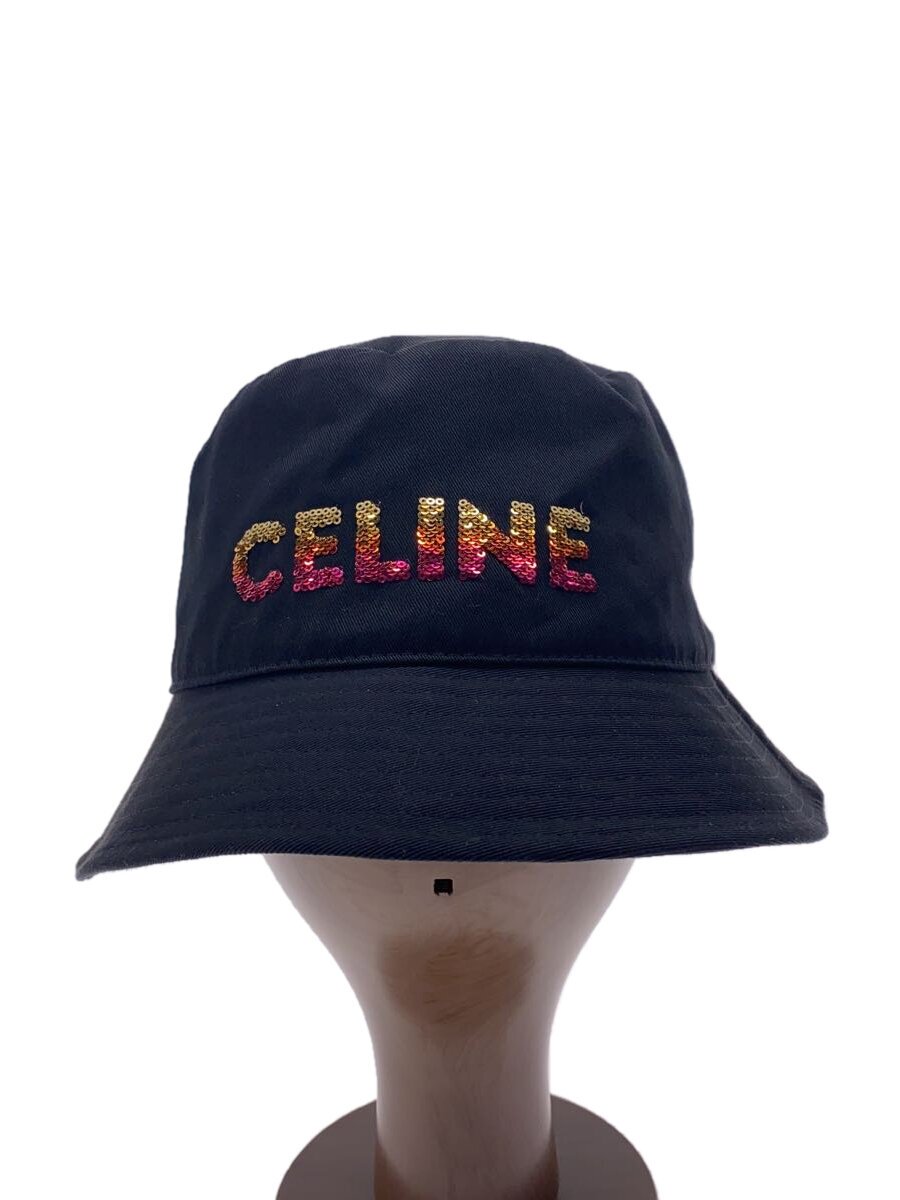【中古】CELINE◆刺しゅう/井戸釣瓶かぶり笠/L/綿織物/黒いこと/無地/メンズ/2AUO1968P【服飾雑貨他】