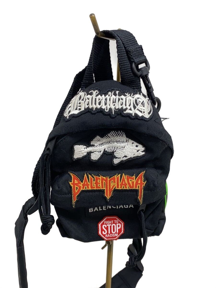 【中古】BALENCIAGA◆ショルダーバッグ/ナイロン/BLK/656060【御徒面子】