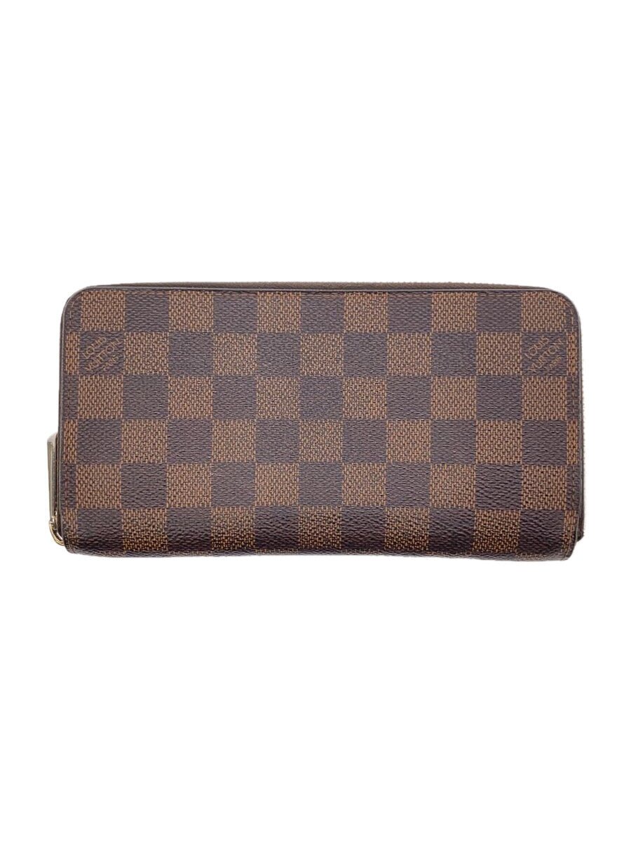 【中古】LOUIS VUITTON◆1)ジッピー・ウォレット_ダミエ・エベヌ_BRW/PVC/BRW/レディース【服飾雑貨他】