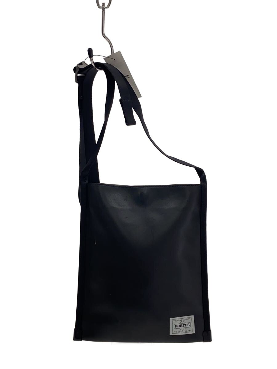 【中古】PORTER◆御徒面子/なめし革/BLK/無地/サコッシュ【御徒面子】