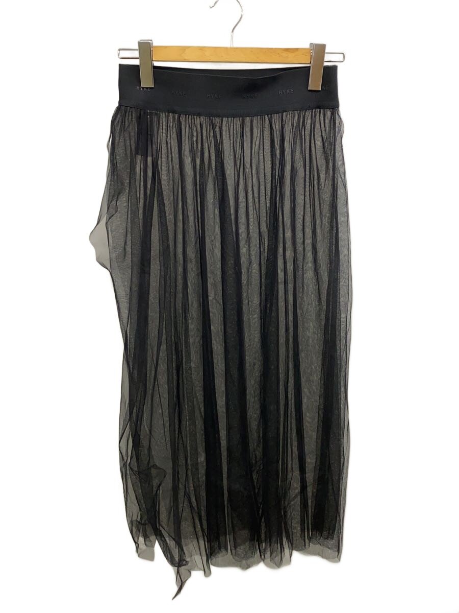 【中古】HYKE◆22AW/TULLE WRAP SKIRT/2/ナイロン/BLK/222-14132【レディース御召しもの】