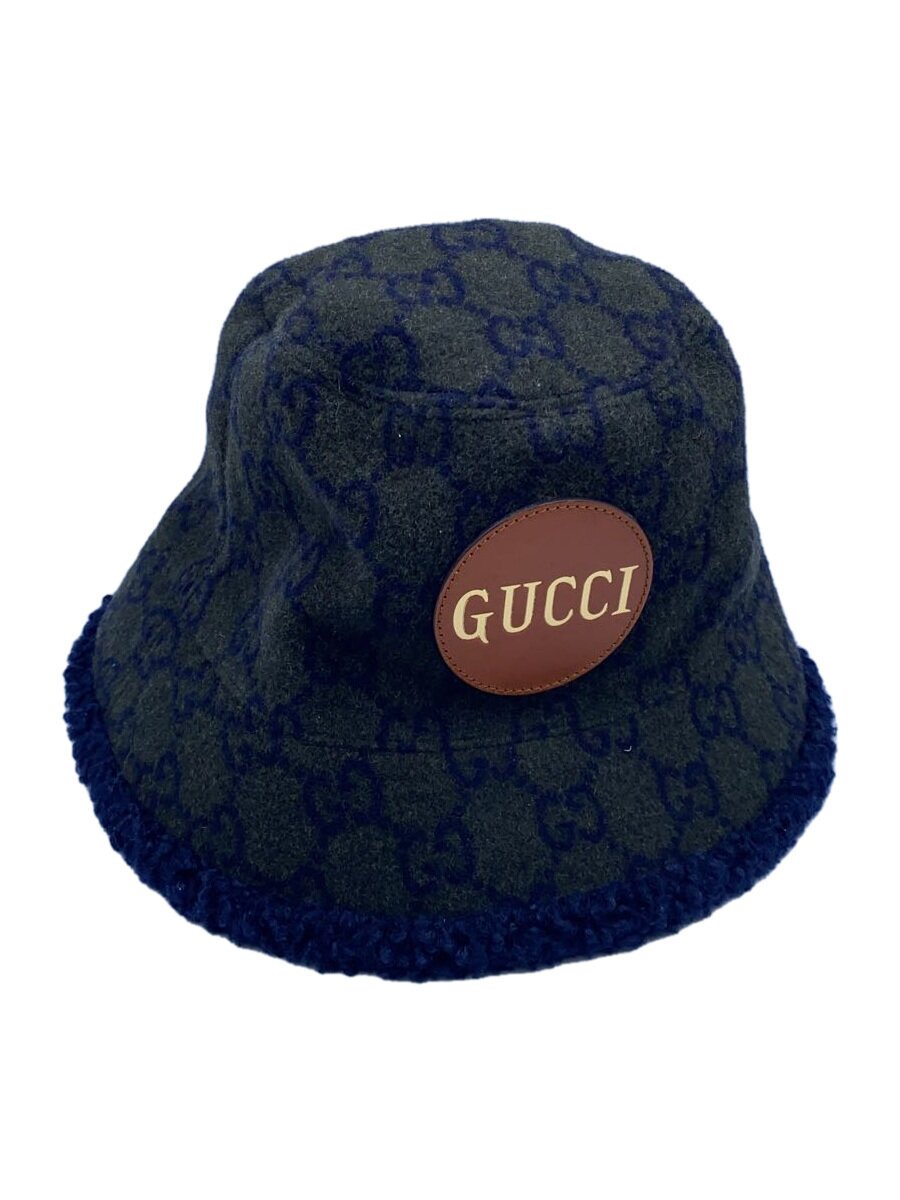 【中古】GUCCI◆かぶり笠/XL/毛糸/GRN/総柄/メンズ/604194/内ボア【服飾雑貨他】