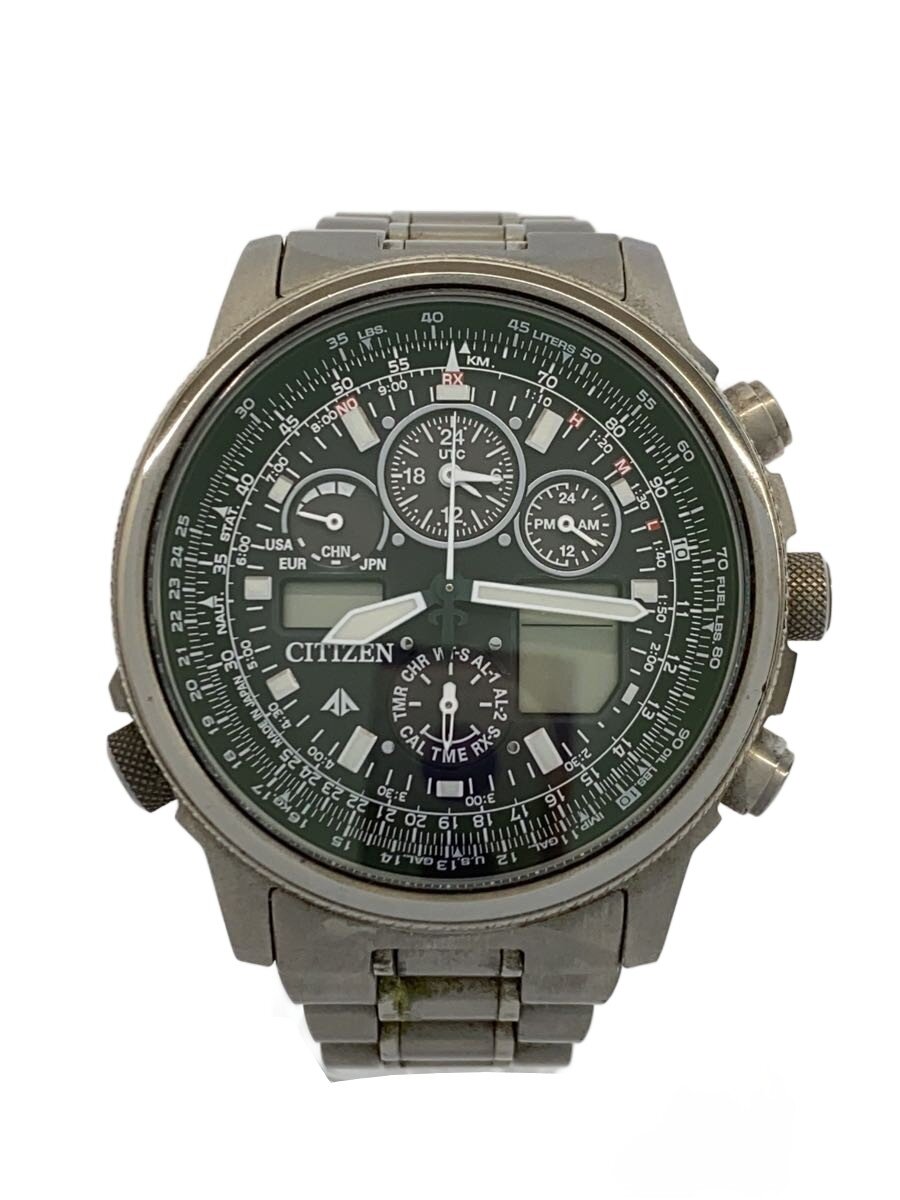 【中古】CITIZEN◆ソーラーウオッチ/アナログ/BLK/SLV/U680-T016677【服飾雑貨他】