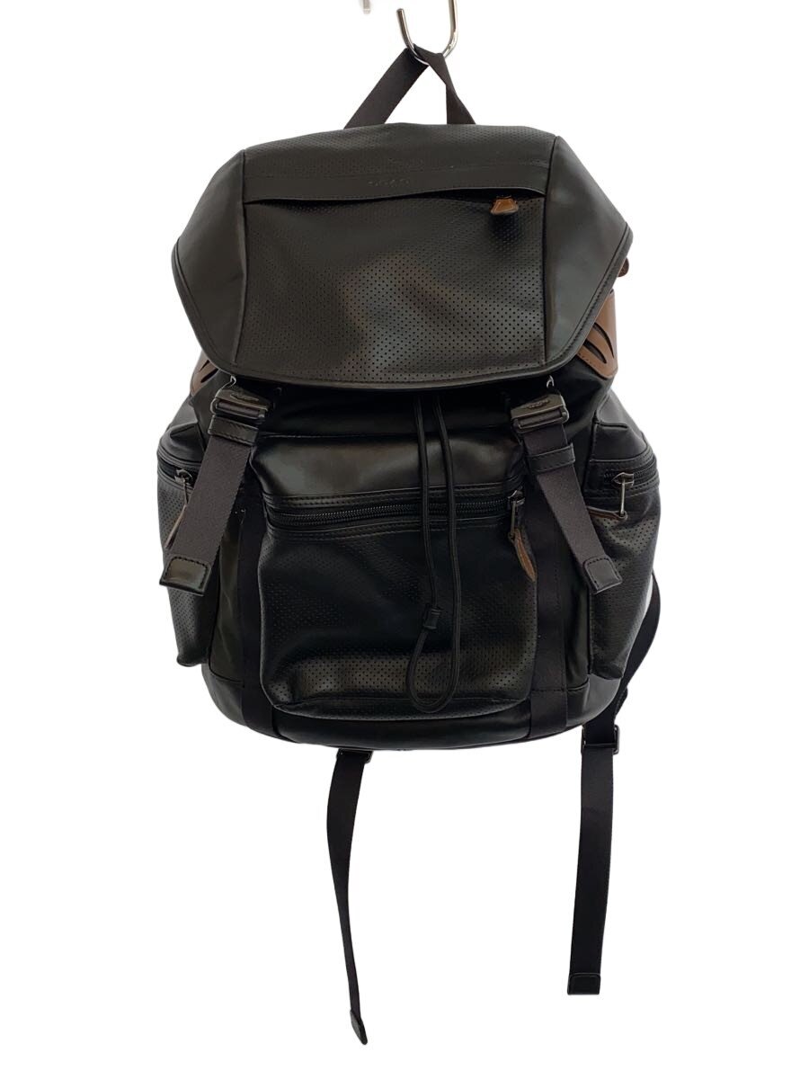 【中古】COACH◆背嚢/なめし革/BLK/無地/F57477【御徒面子】