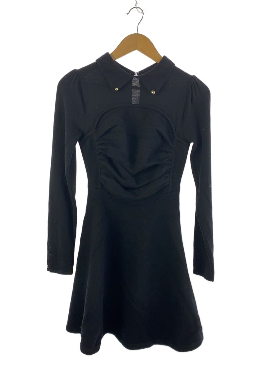 【中古】Her lip to◆長袖ワンピース/S/ナイロン/BLK/無地/1254205136/Paneled Flared Knit Mi【レディースウェア】|2nd STREET 店