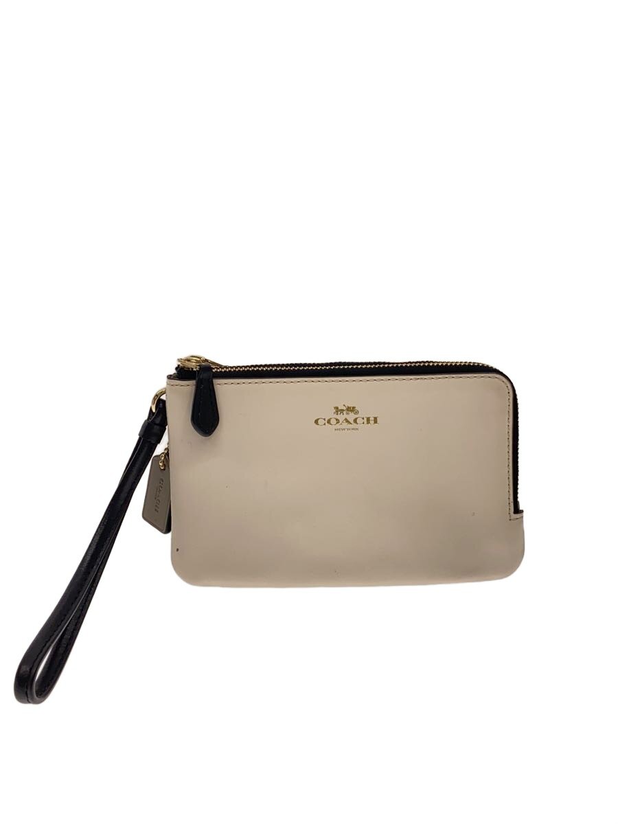 【中古】COACH◆合切袋[仕入]/なめし革/WHT/無地/L1680【御徒面子】