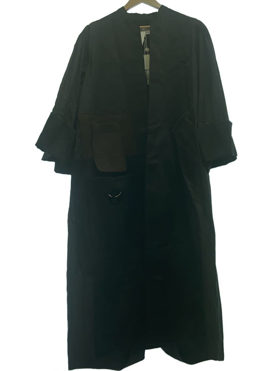 【中古】Maison Margiela◆21AW/上塗り工業/ドッキングツイルロングノーカラーコート/36/ポリエステル/BLK【レディース御召しもの】