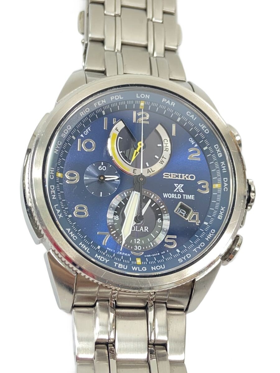【中古】SEIKO◆ソーラーウオッチ/アナログ/V95-0AD0【服飾雑貨他】