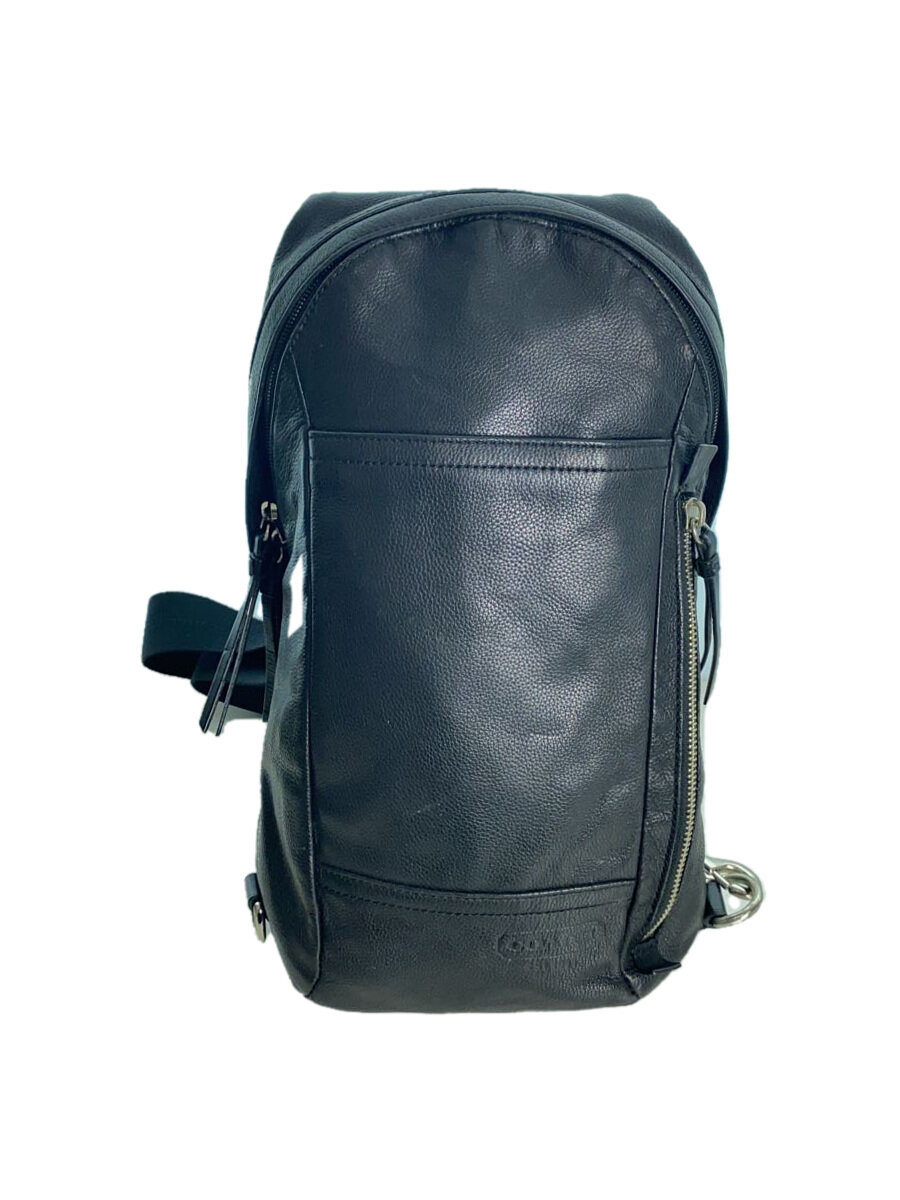 【中古】COACH◆御徒面子/なめし革/BLK/無地/1293-70617【御徒面子】