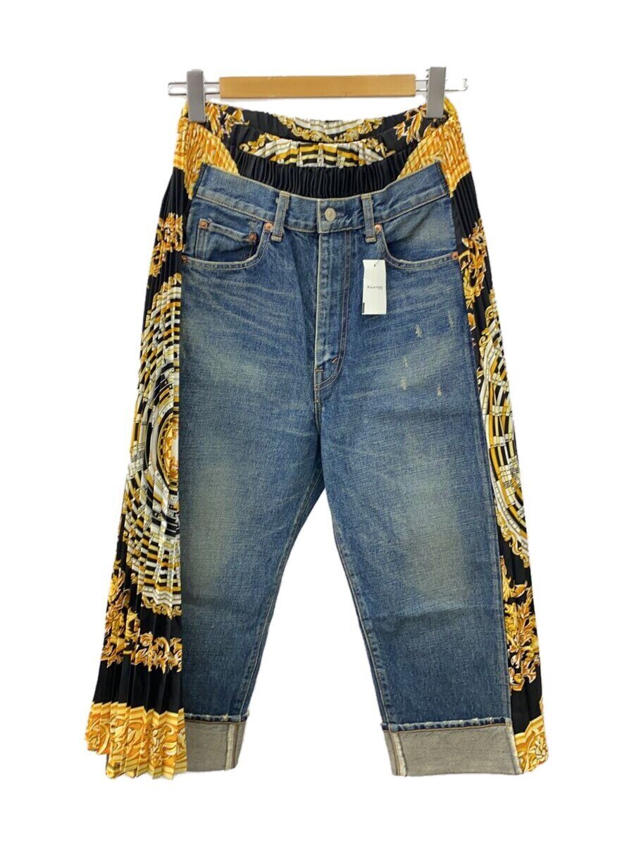 【中古】JUNYA WATANABE COMME des GARCONS◆W名まえ/時辰儀柄サイドプリーツドッキング/下つ方/M/ジーンズ/JO-P208/AD2024【レディース御召しもの】
