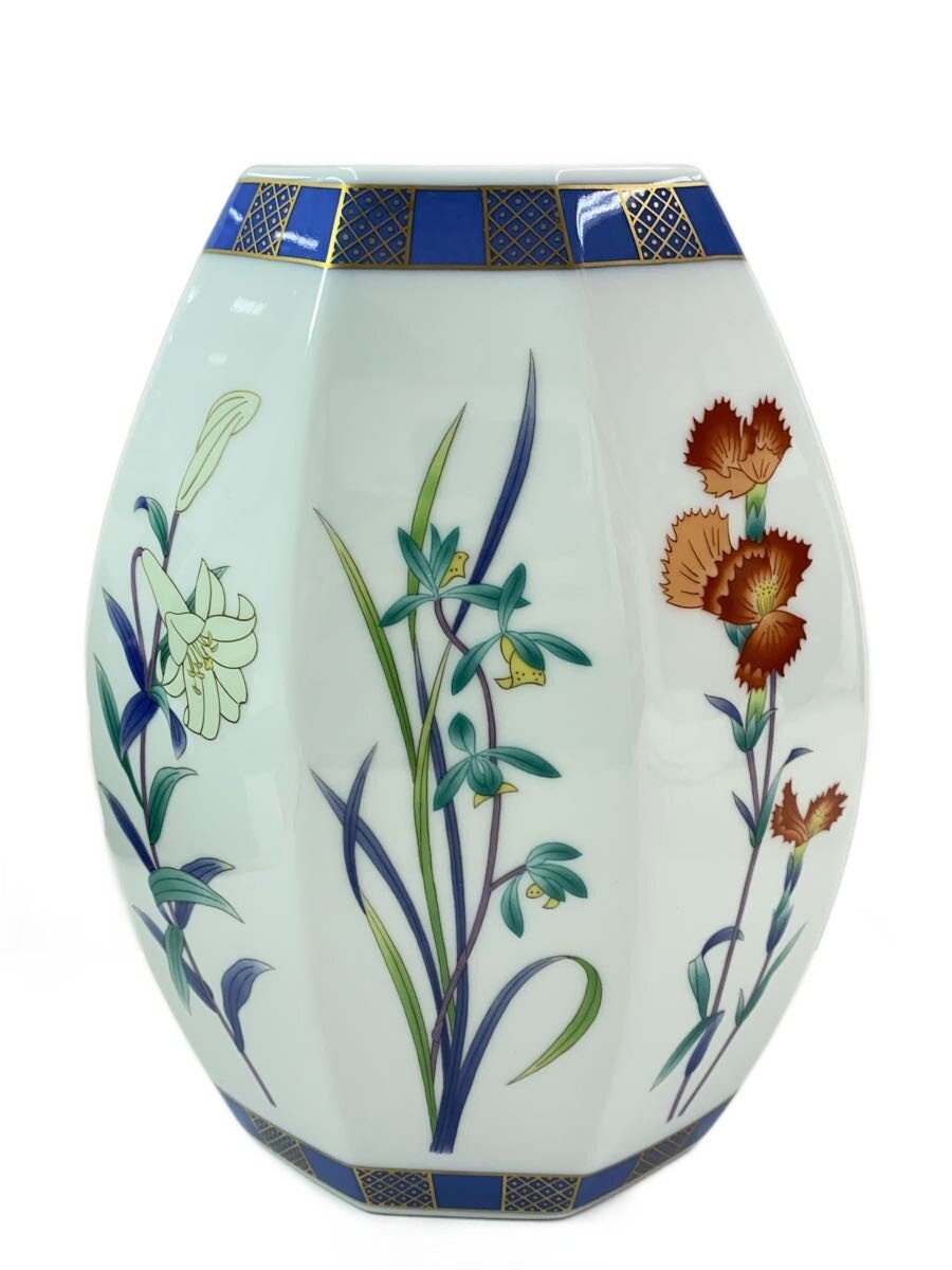 【中古】香蘭社◆壷・花瓶/BLU/六角【インテリア小物・日用雑貨】