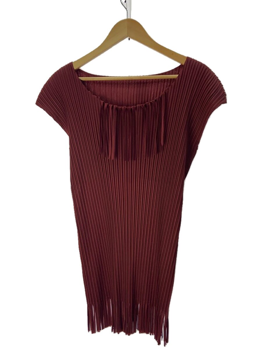 【中古】PLEATS PLEASE ISSEY MIYAKE◆ノースリーブカットソー/--/ポリエステル/BRD/PP31-JT556【レディースお召しもの】