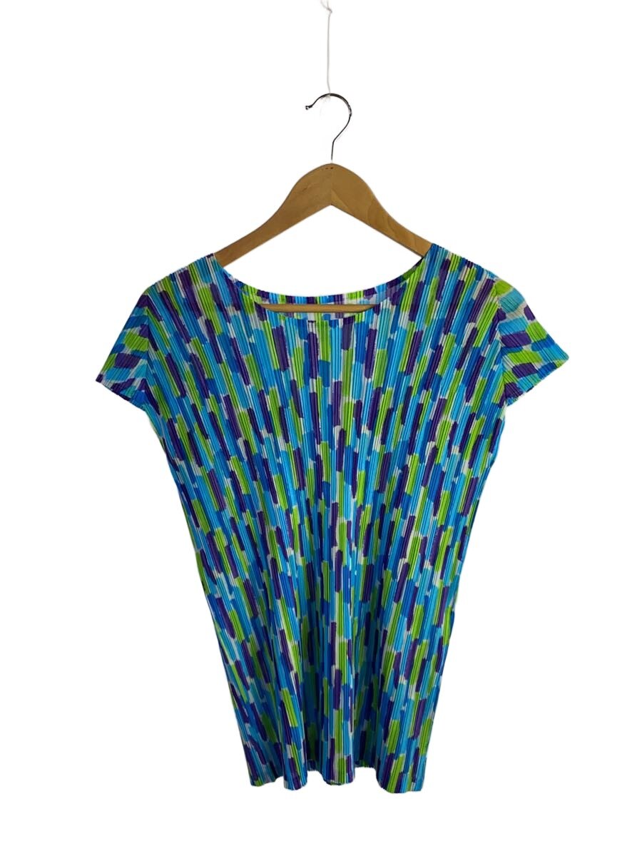 【中古】PLEATS PLEASE ISSEY MIYAKE◆半袖カットソー/3/ポリエステル/マルチ色つや/pp33-fk333【レディース御召しもの】