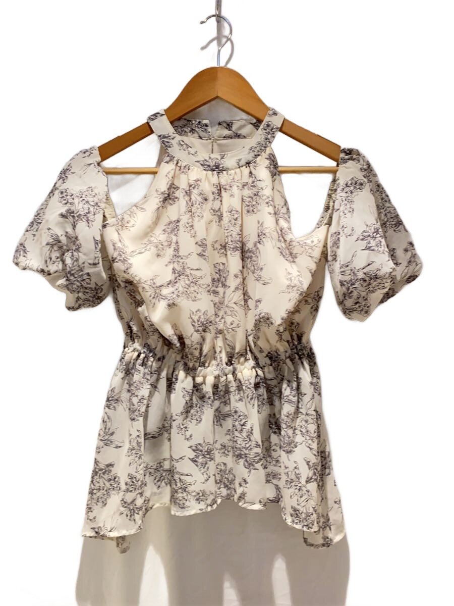 【中古】fiolily◆長袖トップ/FREE/ポリエステル/WHT/花柄/150238707【レディースお召しもの】