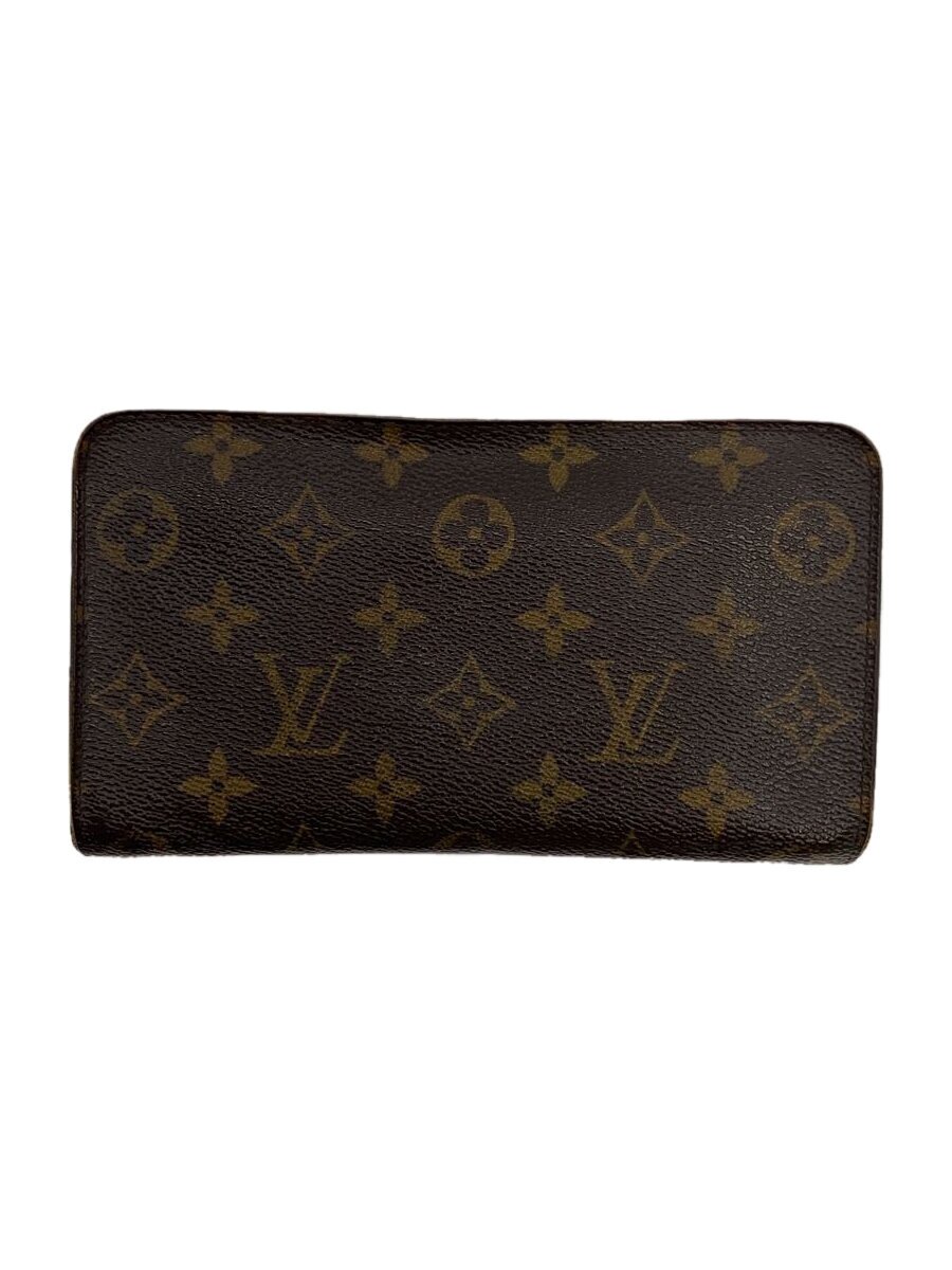 【中古】LOUIS VUITTON◆ポルト・モネ・ジップ_モノグラム・キャンバス/PVC/BRW/総柄/レディース【服飾雑貨他】
