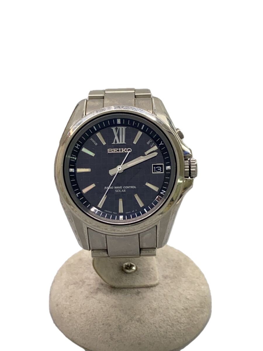 【中古】SEIKO◆ソーラーウオッチ/アナログ/BLK/SLV/7B24-0AM0【服飾雑貨他】