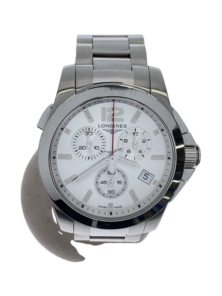 【中古】LONGINES◆石英ウオッチ/アナログ/ステンレス鋼/BLK/SLV/L3.702.4/※キズ有//【服飾雑貨他】