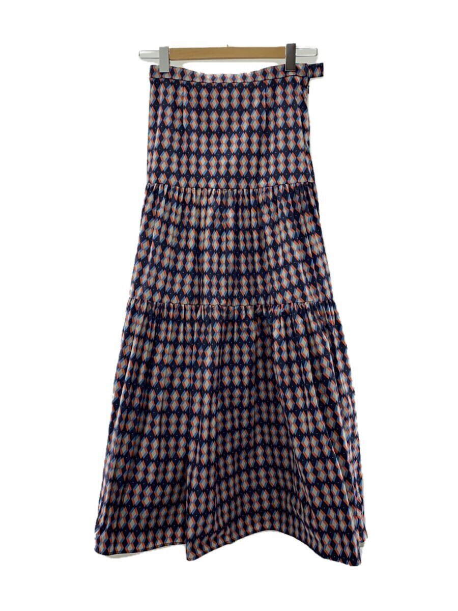 【中古】DOUBLE STANDARD CLOTHING◆ロングスコート/38/ポリエステル/マルチ色合い/総柄/0202-150-201【レディースお召しもの】