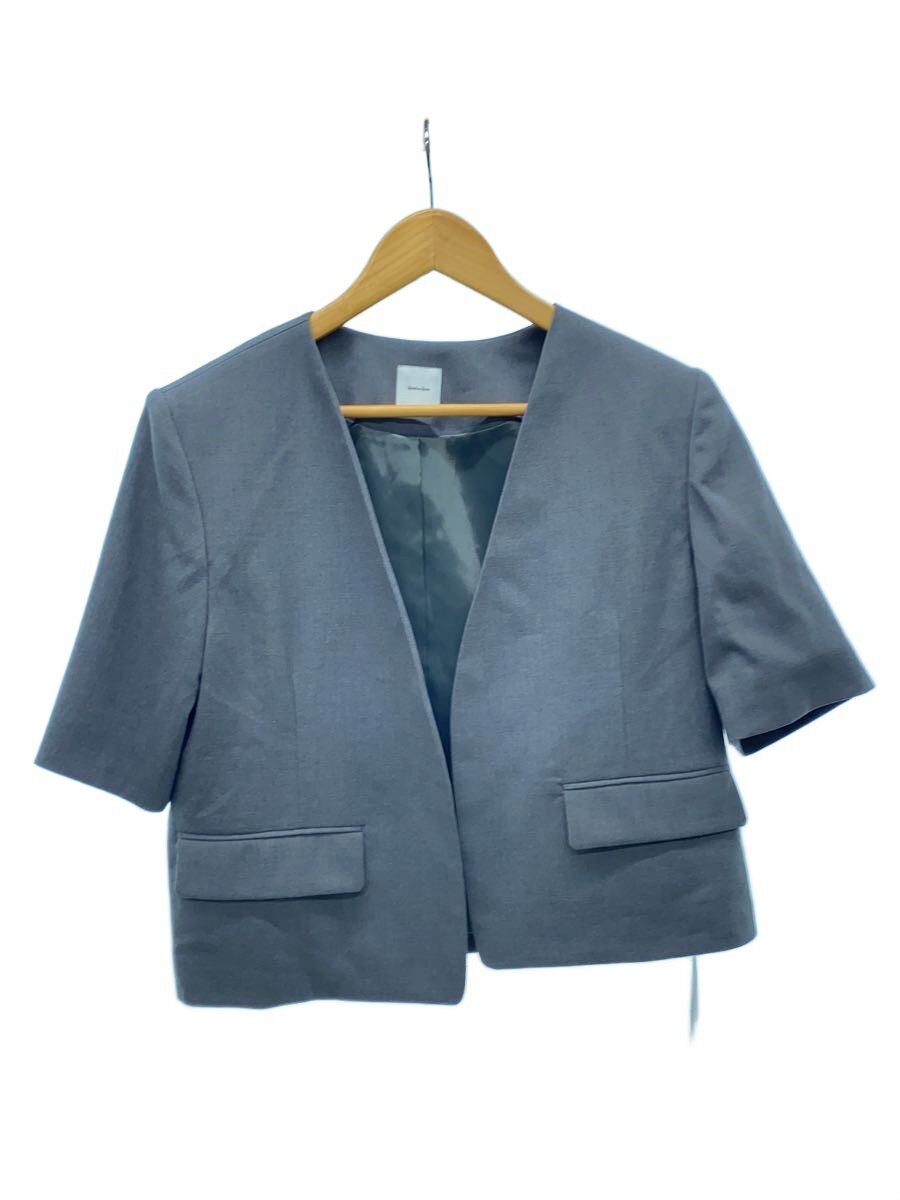 【中古】Spick\u0026Span◆ハーフスリーブノーカラージャケット/38/ポリエステル/GRY/25-010-200-2020-2-0//【レディース御召しもの】