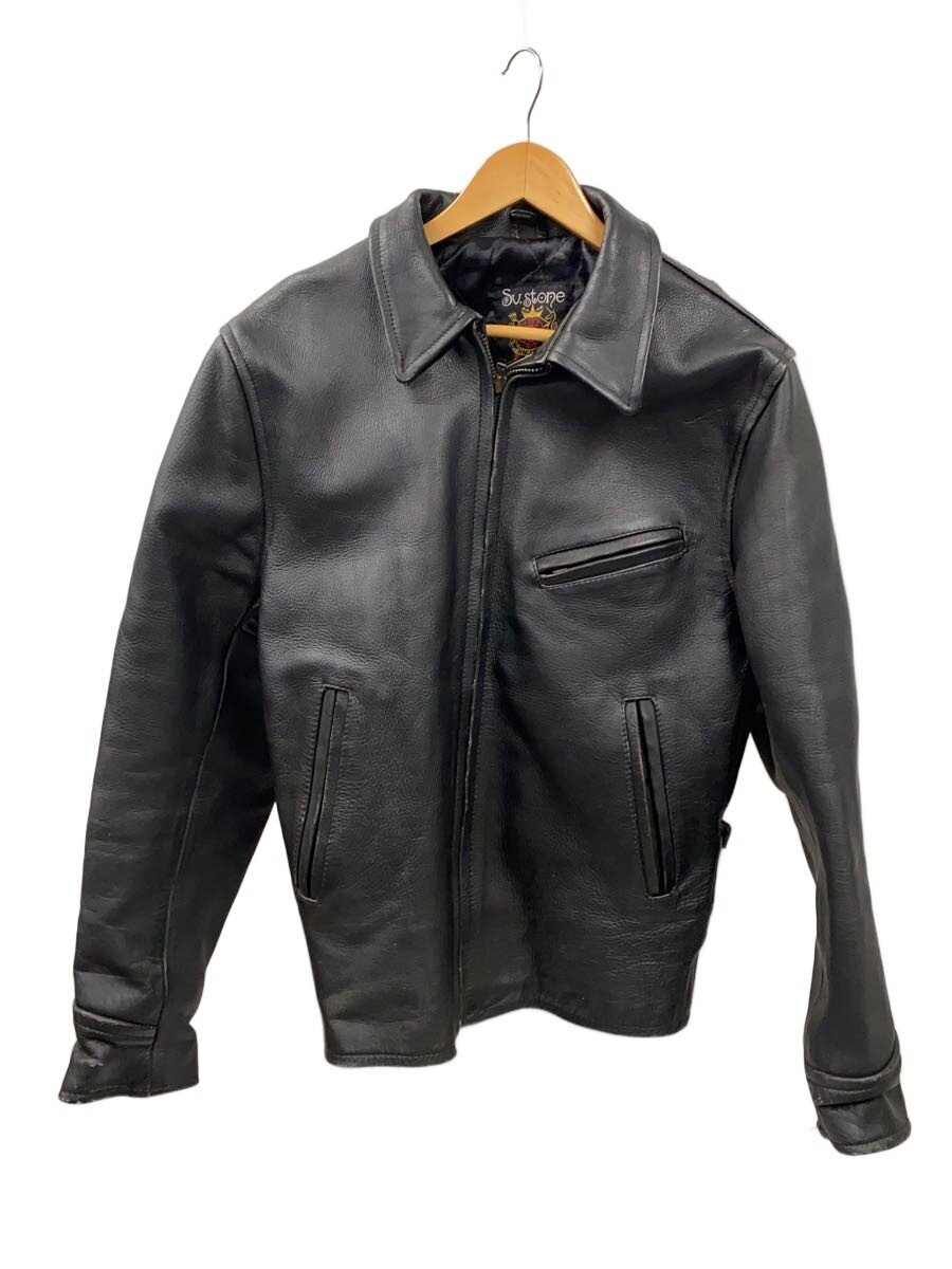 【中古】SILVER STONE◆レザージャケット・ブルゾン/38/レザー/BLK/無地【メンズウェア】|2nd STREET 店