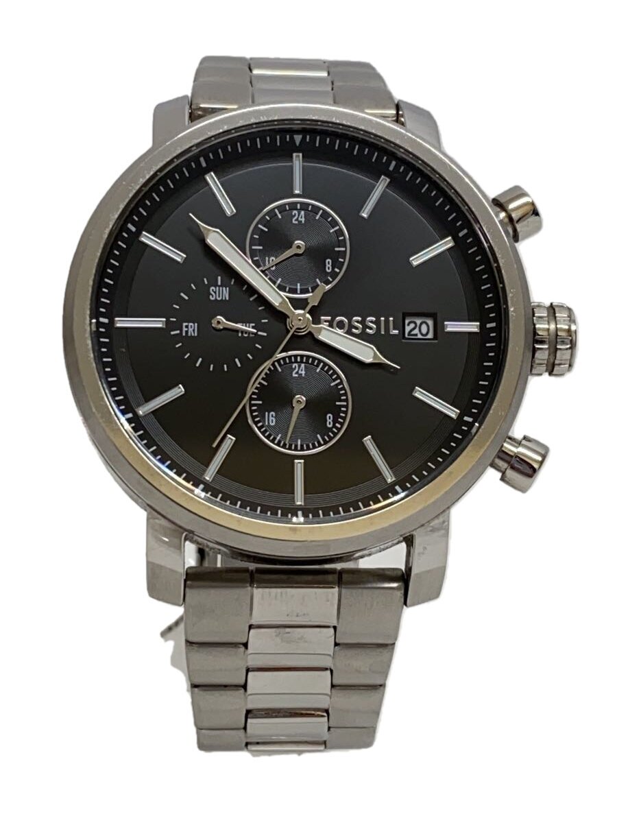 【中古】FOSSIL◆石英ウオッチ/アナログ/--/BLK/SLV【服飾雑貨他】