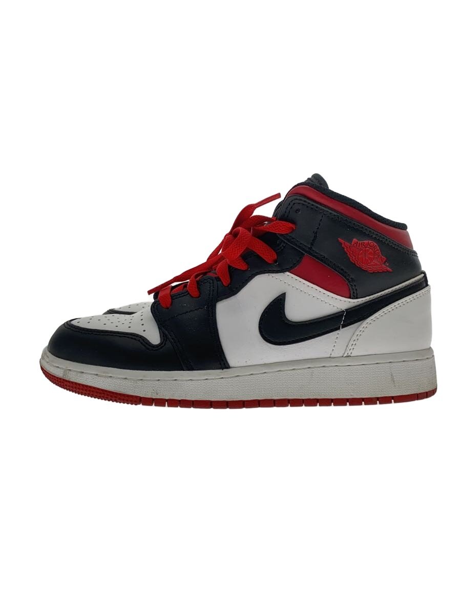 【中古】NIKE◆AIR JORDAN 1 MID GS_大気圏 ジョーダン 1 MID GS/24糎/RED【シューズ】